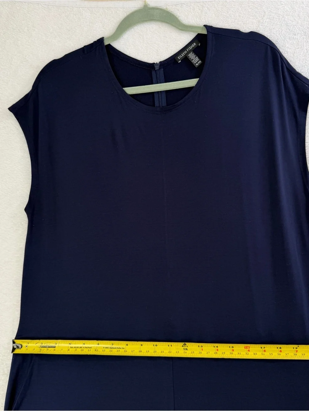 Eileen Fisher Navy Viscose Jersey Wide Leg Jumpsuit XL Made in USA